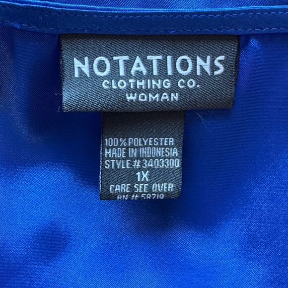 Vintage 90s Sheer Blue Metallic Check Plaid Button Up Blouse Shirt Top 1X - Picture 12 of 14